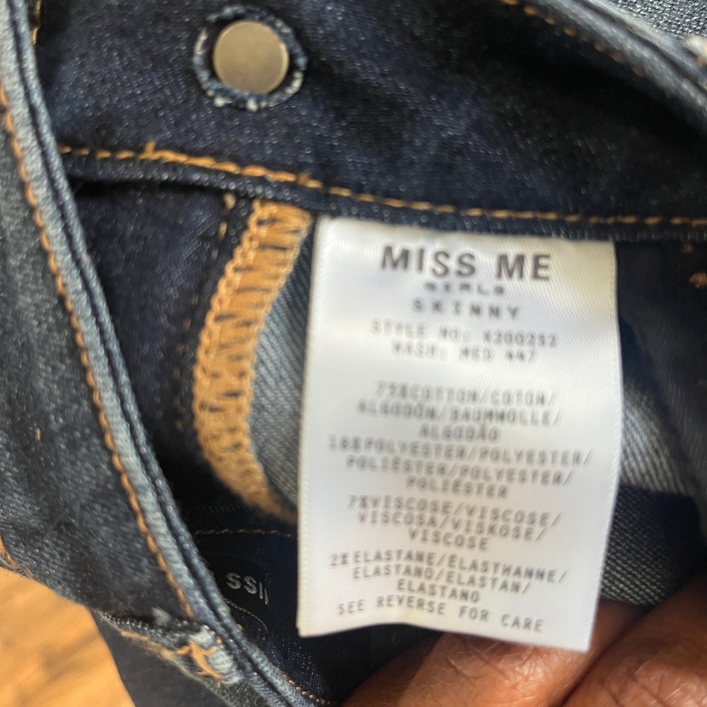 NWT MISS ME BLUE PINK EMBROIDERED FLORAL SKINNY JEANS 8 - Picture 5 of 7